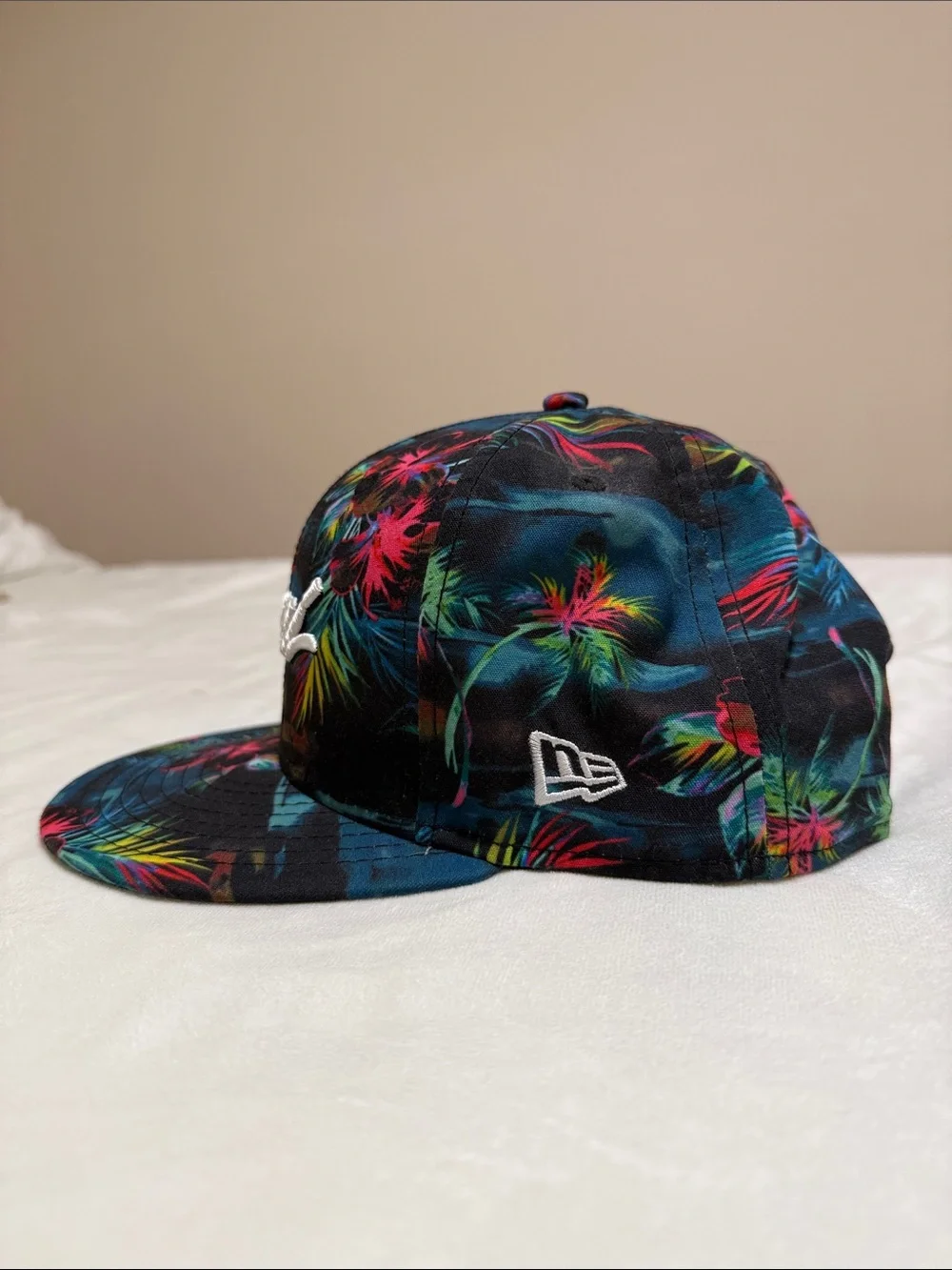 Miami Heat NBA Tropical Floral Snapback Hat - Black with Pink & Blue Accents
